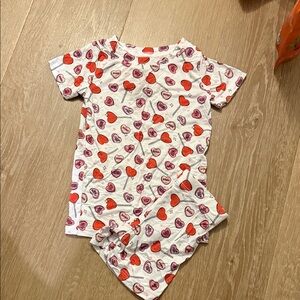 BAMBOO Kids Pajama Set - Red and Pink Hearts